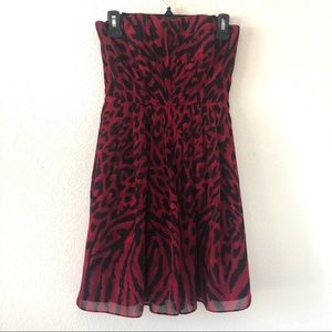 White House Black market Leopard print strapless mini dress